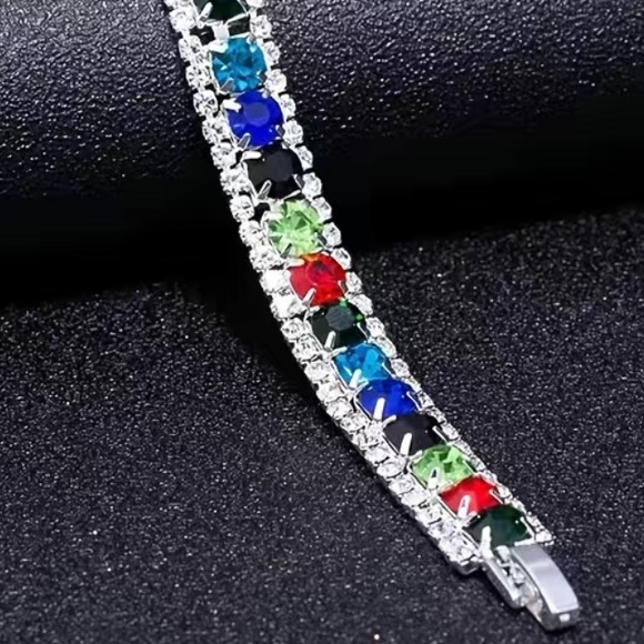 Multicolored Swarovski Elements Tennis Bracelet - Picture 2 of 4